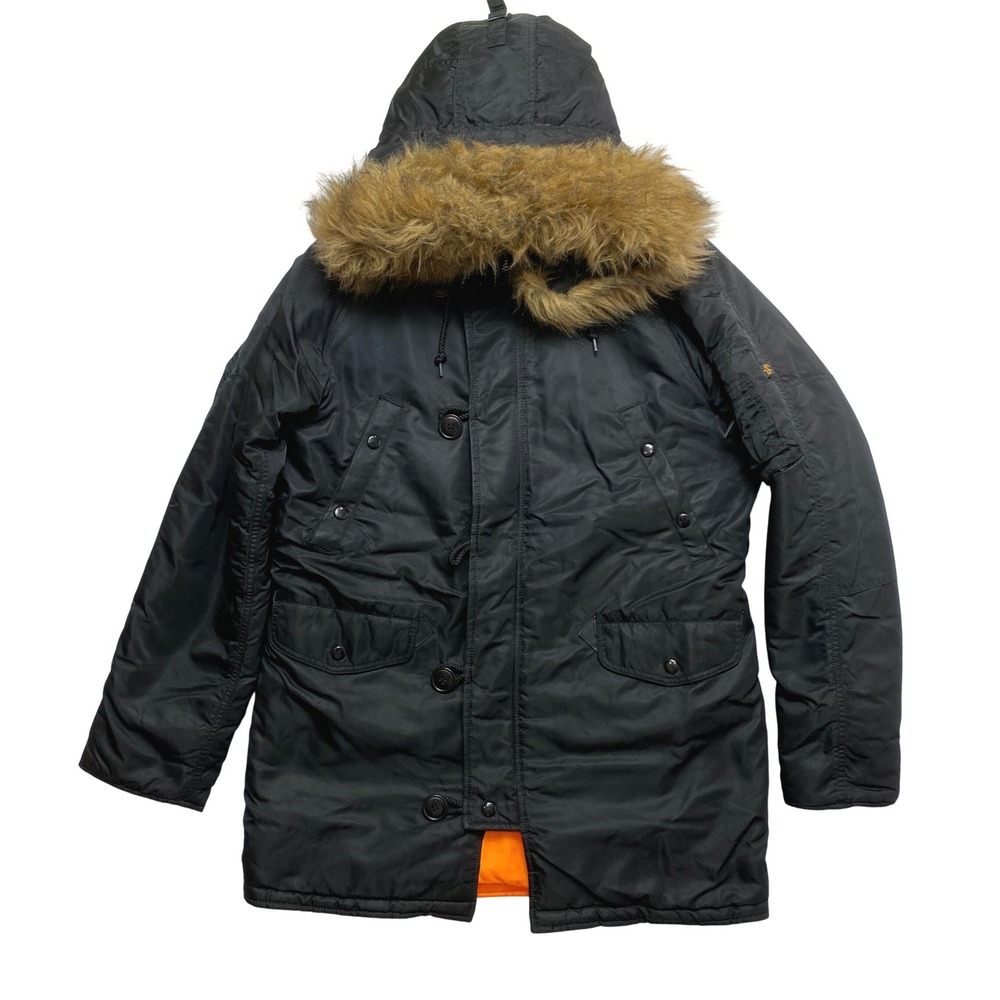 Alpha Industries Parka Mens S Black Extreme Cold Weather Snorkel Type N-3B